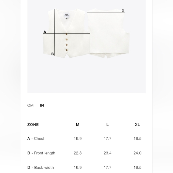 Zara Zw Collection Linen Blend Ecru Buttoned Volume Vest Sz-L - Picture 9 of 10